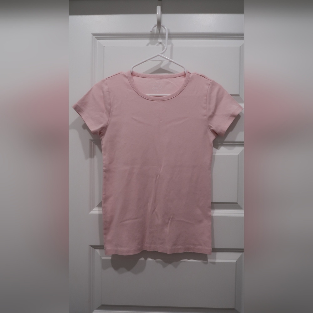 J Crew Pastel Pink Fine Rib Cotton Tee Size Small